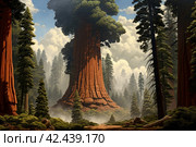 Enduring Giant sequoia tree. Generate Ai. Стоковое AI-изображение, AI-художник Иван Рябоконь / Фотобанк Лори