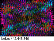 Motley wavy abstract texture. Colorful waves on a dark background shimmer with a variety of colors. Illustration. Стоковая иллюстрация, иллюстратор Бузмакова Светлана / Фотобанк Лори