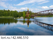 Церковь Апостола Андрея Первозванного на реке Вуокса в июньском пейзаже. Ленинградская область (2018 год). Стоковое фото, фотограф Виктор Карасев / Фотобанк Лори