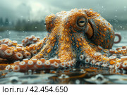 Octopus in the sea. ,    Generative AI. Стоковое AI-изображение, AI-художник Анна Кривицкая / Фотобанк Лори