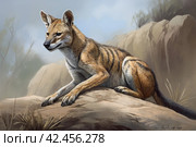 Tasmanian tiger rock. Generate Ai. Стоковое AI-изображение, AI-художник Иван Рябоконь / Фотобанк Лори