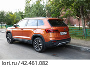 Volkswagen Taos is a compact crossover SUV produced by the German automobile manufacturer Volkswagen. Редакционное фото, фотограф Константин Григорьев / Фотобанк Лори