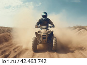 Quad bike dust cloud. Generate Ai. Стоковое AI-изображение, AI-художник Иван Рябоконь / Фотобанк Лори