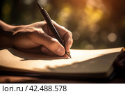 Man writing in journal. Generate ai. Стоковое AI-изображение, AI-художник Иван Рябоконь / Фотобанк Лори