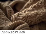 Warm beige cashmere sweater design. Generate Ai. Стоковое AI-изображение, AI-художник Иван Рябоконь / Фотобанк Лори