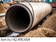 Pipes installing concrete tunnel. Generate Ai. Стоковое AI-изображение, AI-художник Иван Рябоконь / Фотобанк Лори