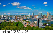 View of Rotterdam city and the Erasmus bridge. Стоковое фото, фотограф Дмитрий Рухленко / Фотобанк Лори