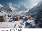 Mount everest base camp touring. Generate Ai. Стоковое AI-изображение, AI-художник Иван Рябоконь / Фотобанк Лори