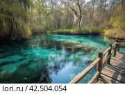 Natural transparent springs pond with pure water. Generate ai. Стоковое AI-изображение, AI-художник Иван Рябоконь / Фотобанк Лори