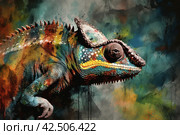 Chameleon animal abstract canvas. Generate ai. Стоковое AI-изображение, AI-художник Иван Рябоконь / Фотобанк Лори