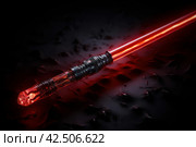 Red galactic lightsaber. Generate ai. Стоковое AI-изображение, AI-художник Иван Рябоконь / Фотобанк Лори