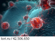 Microcosm virus macro view. Generate ai. Стоковое AI-изображение, AI-художник Иван Рябоконь / Фотобанк Лори