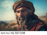 Ancient Persian nomad warrior with headgear. Generate ai. Стоковое AI-изображение, AI-художник Иван Рябоконь / Фотобанк Лори