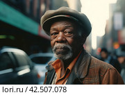 Authentic average black man portrait street. Generate ai. Стоковое AI-изображение, AI-художник Иван Рябоконь / Фотобанк Лори
