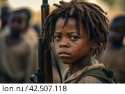 African child soldier. Generate ai. Стоковое AI-изображение, AI-художник Иван Рябоконь / Фотобанк Лори