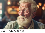 Vibrant elderly white haired man sarcastic look. Generate ai. Стоковое AI-изображение, AI-художник Иван Рябоконь / Фотобанк Лори