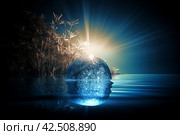 Globular aqueous droplet. Generate AI. Стоковое AI-изображение, AI-художник Иван Рябоконь / Фотобанк Лори