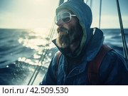 Sailor survival in the middle of ocean. Generate ai. Стоковое AI-изображение, AI-художник Иван Рябоконь / Фотобанк Лори