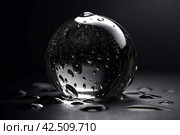Crystal ball with water splashes on dark background. Generate ai. Стоковое AI-изображение, AI-художник Иван Рябоконь / Фотобанк Лори