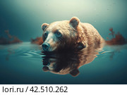 Surreal bear swimming. Generate ai. Стоковое AI-изображение, AI-художник Иван Рябоконь / Фотобанк Лори