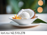 Tropical coconut sorbet. Generate ai. Стоковое AI-изображение, AI-художник Иван Рябоконь / Фотобанк Лори