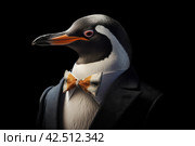 Penguin in formal business outfit. Generate ai. Стоковое AI-изображение, AI-художник Иван Рябоконь / Фотобанк Лори