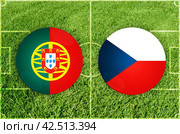 Portugal vs Czechia football match. Стоковая иллюстрация, иллюстратор Jan Jack Russo Media / Фотобанк Лори