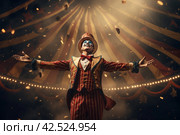 Flamboyant Circus tent arena performer man model. Generate Ai. Стоковое AI-изображение, AI-художник Иван Рябоконь / Фотобанк Лори
