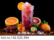 Invigorating Fruit frizzle juice. Generate Ai. Стоковое AI-изображение, AI-художник Иван Рябоконь / Фотобанк Лори