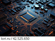 Intricate Circuit board. Generate Ai. Стоковое AI-изображение, AI-художник Иван Рябоконь / Фотобанк Лори