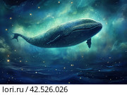 Gigantic Big whale floating in stars. Generate Ai. Стоковое AI-изображение, AI-художник Иван Рябоконь / Фотобанк Лори