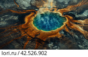 Aerial View of Grand Prismatic Spring. Стоковое AI-изображение, AI-художник Кирилл Черезов / Фотобанк Лори