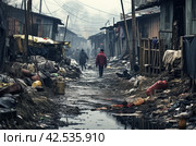 Malnourished people living in poverty background. Generate ai. Стоковое AI-изображение, AI-художник Иван Рябоконь / Фотобанк Лори
