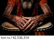 Man drum folk hands. Generate Ai. Стоковое AI-изображение, AI-художник Иван Рябоконь / Фотобанк Лори