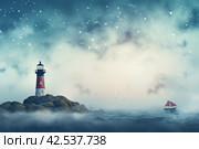 Captivating Lighthouse morning background. Generate Ai. Стоковое AI-изображение, AI-художник Иван Рябоконь / Фотобанк Лори