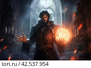 Mage adult man fantasy dungeon. Generate Ai. Стоковое AI-изображение, AI-художник Иван Рябоконь / Фотобанк Лори