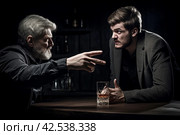 Principled Man refusing vodka drink glass. Generate ai. Стоковое AI-изображение, AI-художник Иван Рябоконь / Фотобанк Лори