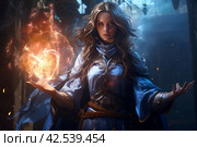Imaginative Mage woman fantasy dungeon. Generate Ai. Стоковое AI-изображение, AI-художник Иван Рябоконь / Фотобанк Лори