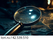 Enduring Magnifying glass wooden. Generate Ai. Стоковое AI-изображение, AI-художник Иван Рябоконь / Фотобанк Лори