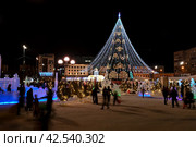 Город Тюмень. Новогодняя елка на площади 400-летия Тюмени. Россия (2022 год). Редакционное фото, фотограф Александр Тараканов / Фотобанк Лори