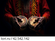 Traditional Man drum folk hands. Generate Ai. Стоковое AI-изображение, AI-художник Иван Рябоконь / Фотобанк Лори