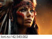 Native American woman starring. Generate ai. Стоковое AI-изображение, AI-художник Иван Рябоконь / Фотобанк Лори
