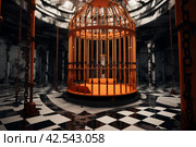 Bleak Prisoner cage prison. Generate Ai. Стоковое AI-изображение, AI-художник Иван Рябоконь / Фотобанк Лори