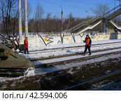 Четырехвагонный снегоуборочный поезд СМ2 ГМ №1446. Станция Электроугли. Московская область (2012 год). Редакционное фото, фотограф lana1501 / Фотобанк Лори