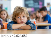 Child in class. Стоковое AI-изображение, AI-художник Данил Руденко / Фотобанк Лори