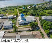 Вид с высоты на Никольскую церковь в Котельниче (аэросъемка 2021 года) Стоковое фото, фотограф Владислав Самошкин / Фотобанк Лори