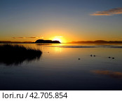 Sunrise at Lake Titicaca in Andes, Peru and Bolivia (2011 год). Стоковое фото, фотограф Сергей Стрелков / Фотобанк Лори