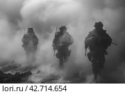 Combat soldiers of an elite counter-terrorism unit. Стоковое AI-изображение, AI-художник Анна Кривицкая / Фотобанк Лори