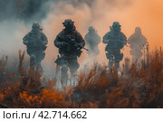 Combat soldiers of an elite counter-terrorism unit. Стоковое AI-изображение, AI-художник Анна Кривицкая / Фотобанк Лори