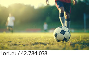 Football game. Stadium with a ball.Sport games.generative ai. Стоковое AI-изображение, AI-художник Александр Трофимович / Фотобанк Лори